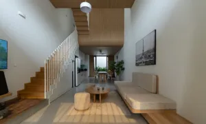 Nhà ống lệch tầng tận dụng mảng xanh và thông gió tự nhiên